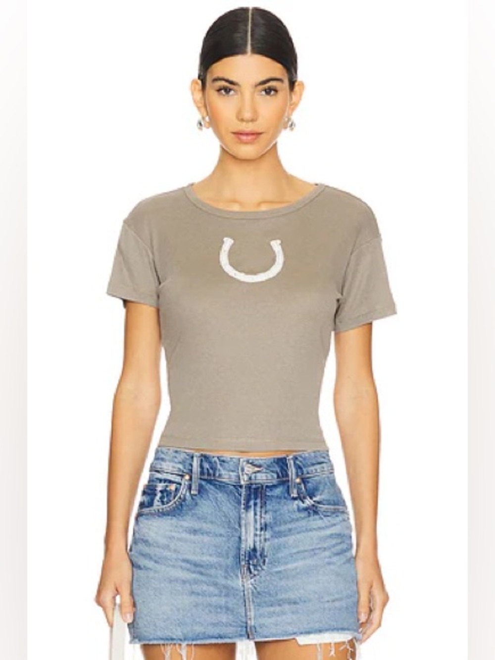 The Laundry Room Rhinestone Cowboy Ribbed Cropped Tee Small